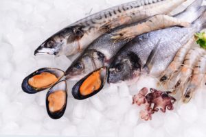 fattier seafoods provide omega-3 for healthy hearts while leaner varieties provide protein, niacin, and selenium.