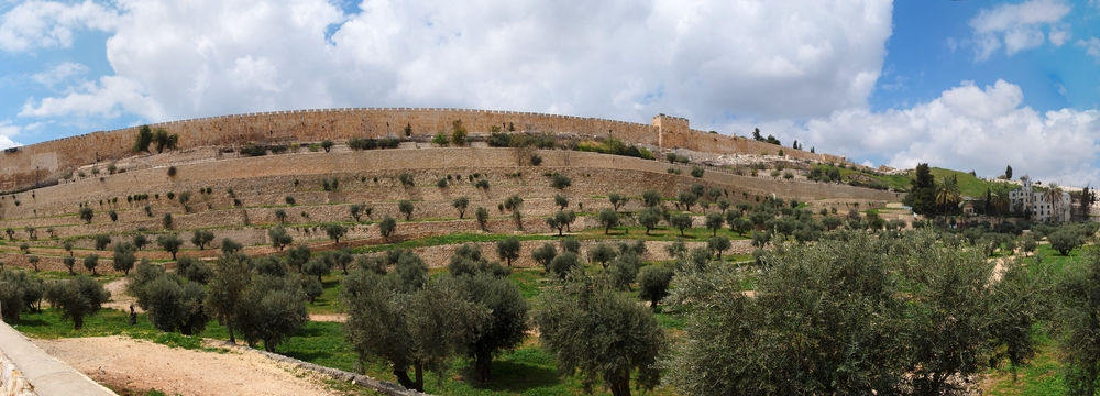 Panorama of Kidron Valley and the Temple Mount in Jerusalem