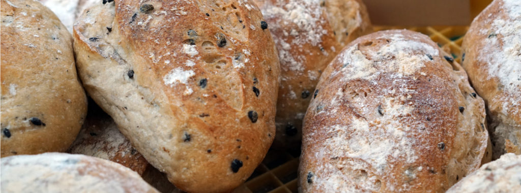 Black olive sourdough bread fresh from the oven