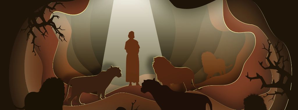 Daniel in the lions’ den, representing how the battle belongs to the Lord.