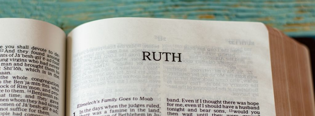 A close-up of the book of Ruth in the Bible.