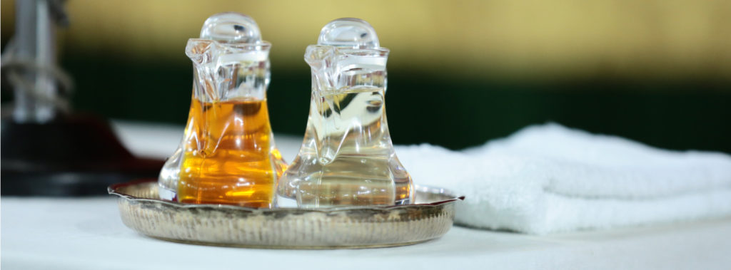 bottles of oil in tray