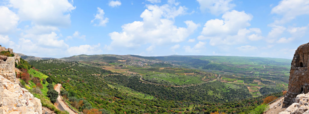 Panoramic view of the Golan Heights from fortress Nimrod.