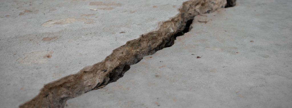 Crack in ground from earthquake.
