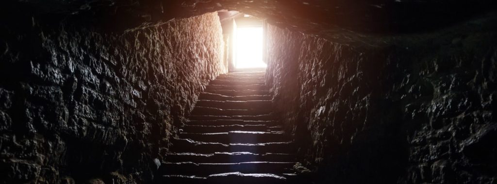 Stairs to opening of tomb.