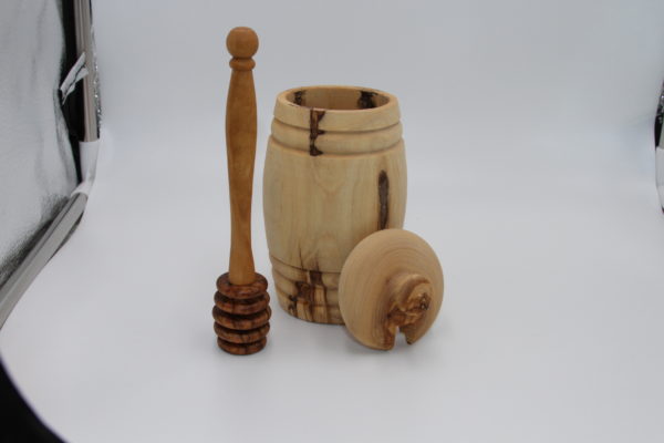 olive wood honey pot