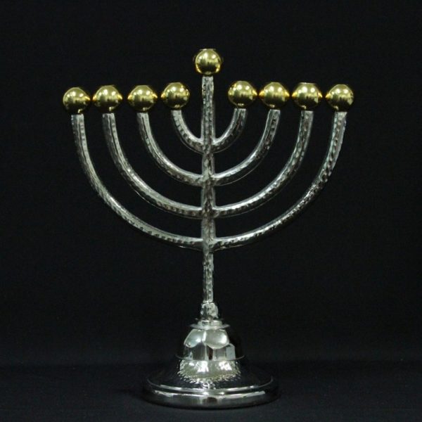 Silver and gold Hanukkiah